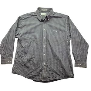Orvis Shirt Mens XXL Gingham Plaid Black White Button Down Cotton Long Sleeves